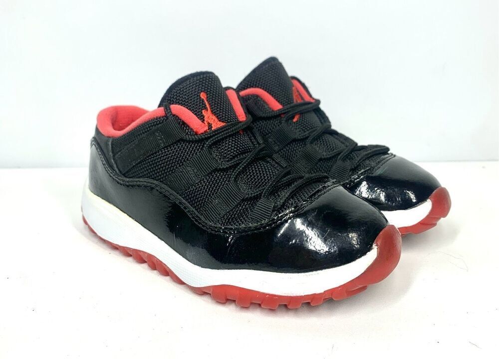 Air Jordan 11 Retro Low BT Bred Sneakers Toddler 10C True Red White Black Patent